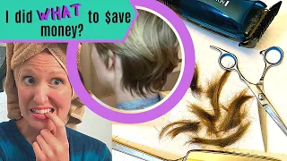 Buzzer CUTTING my OWN HAIR and WEARING HUSBAND's CLOTHES to SAVE MONEY: Pixie Cut Update