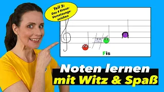 Spielend Noten lernen - Für Kinder | Das KREUZ-Versetzungszeichen | Musikunterricht Notenschnutzies