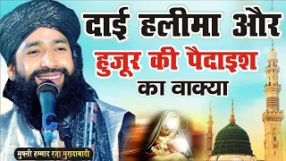 दाई हलीमा और हुज़ूर ﷺ की पैदाइश का वाक़्या || Mufti Hammad Raza Muradabadi New Milad Bayan 2023 ||