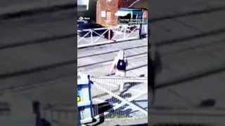 CCTV catches woman seconds from being hit by a train