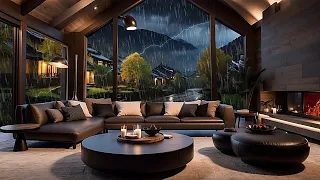 Unique Thunder and Rainstorm Sounds at Night in a Luxurious Cozy Lodge - Fall Asleep Fast