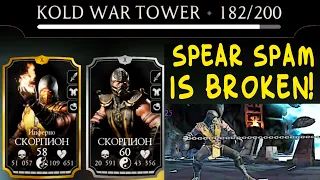 Mk Mobile. How To Beat Battle 182 in Kold War Tower with SPEAR SPAM. Easy WIN!