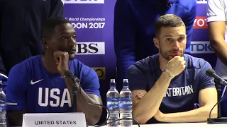 Great Britain 4x100 Gold Press Conference with Justin Gatlin Talking About Usain Bolt's Farewell