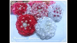 МК Мини-бантики 6 см из органзы с бусинами/Mini arcos feitos de organza/Mini bows made of organza