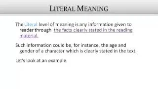 Comprehension Levels of Meaning