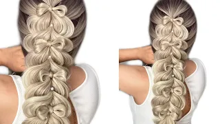 Pull Through BRAID + BOWS 🎀😱 || unique and different hairstyle for wedding