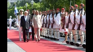 President Kovind accorded a ceremonial welcome at the Presidential Mansion in Athens, Greece
