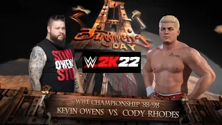 WWE 2K22 - Kevin Owens vs Cody Rhodes ( For WWE Championship New Generation Era ) GamePlay