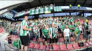 Fanoušci Bohemians Praha 1905 při derby na Letné, 10.8.2013