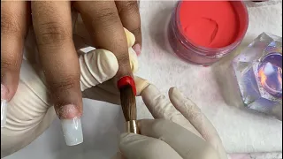 Red color Acrylic For Beginner | Nail Art | Marble |