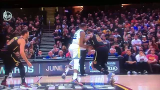What sport is this? LeBron shoves Kevin Durant with a hard offensive foul