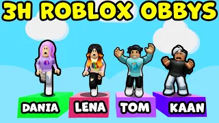 Ich spiele 3 STUNDEN ROBLOX OBBYS mit meinen Freunden Dania, Lena & Tom! XXL Roblox Video