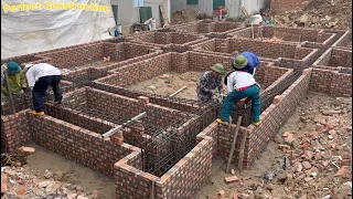 Construction Of House Foundations Using Concrete Piles And Precise Arrangement Of Iron Beams