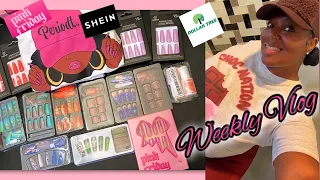 Weekly vlog | Pink Friday Nails update/promo code!💖💰| Shein nails haul🔥| New Dollar Tree nails💚