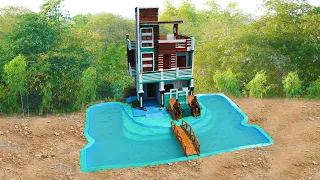 60 Days Build 3-Story Modern Mud House And A Pretty Swimming Pool By Primitive Skill Builder