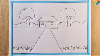 😍😍Scenery drawing technique in very short time || Drawing for Beginners