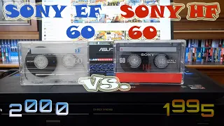 Unwrapping and testing: SONY HF 60 (1995, Assy Mexico) & SONY EF 60 (2000, Thailand) audio cassettes
