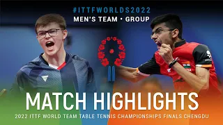 Highlights | Alexis Lebrun (FRA) vs Manav Vikash Thakkar (IND) | MT Grps | #ITTFWorlds2022