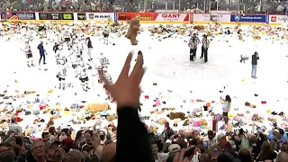 50,000 Stuffed Animals Tossed Onto Rink Sets World Record