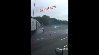Trucker Encounters 2 Cars Head On Collision That Hits Him