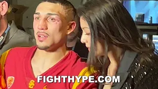 TEOFIMO LOPEZ IMMEDIATELY AFTER DROPPED BY SANDOR MARTIN IN SPLIT WIN; RAW EMOTION AS SR. GOES OFF