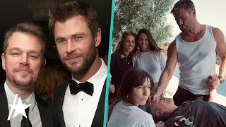 Chris Hemsworth & Matt Damon Hold Hands Getting TATTOOS Together w/ Wives
