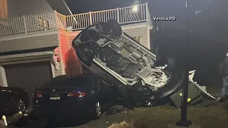 VIDEO | Stolen car falls onto New Jersey home in dramatic video