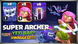 SWAGGED! Th13 Yeti Super Archer BAT attack Strategy | Best Th13 Beginners! Best Th13 Attack Strategy