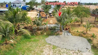 Finished Project 100%!!  Processing Filling Up The Pond, Bulldozer KOMATSU D20PX & 5Ton Dump Truck