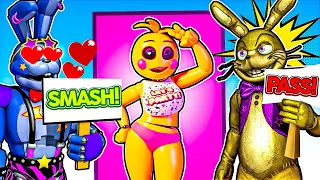 Glitchtrap Plays SMASH or PASS FNAF Animatronics with Glamrock Bonnie