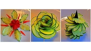 3 DELICIOUS LIFE HACKS  CUCUMBER - ROSE FLOWER  CUCUMBER  &   ART IN CUCUMBER  - VEGETABLE CARVING