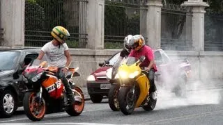 Honda CBR 1000RR Burnout, S1000RR & Hayabusa Wheelie, CBR vs. 650F, R1 R6 ZX6R Hornet - Lound Sounds