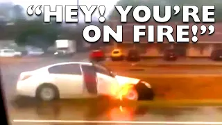 Car On Fire While Driving! Owner Jumps Out