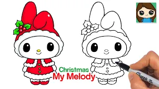 How to Draw My Melody Christmas Winter Holiday | Sanrio