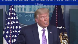 US Pres. Trump ignores question by reporter who asked if he regretted all the lying he has done