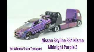Hot Wheels Nissan Skyline R34 Nismo Midnight Purple 3 Team Transport
