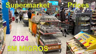 Current prices in Turkish supermarkets: 5M Migros tour in Alanya Turkey 2024