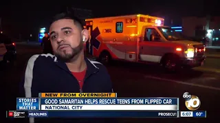 Good Samaritan helps teens after rollover crash