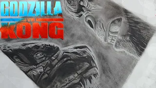 Drawing Godzilla vs Kong - Timelapse | Akul Arts