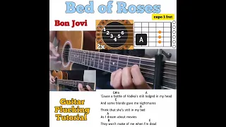 Bed Of Roses - Bon Jovi guitar chords w/ lyrics & plucking tutorial