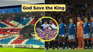 Rangers Fans singing National Anthem "God Save the King" before kick off against Napoli