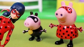 ❤ PEPPA PIG ❤ Peppa y George se disfrazan de Ladybug y Catnoir