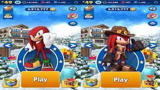 Sonic Knuckles vs Treasure Hunter Knuckles - Sonic Dash All Characters Unlocked - Winter Battle