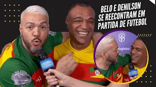 Belo e Denilson se encontram em Futebol Solidário em clima de amizade: 'Faz parte da minha história'