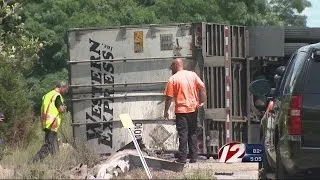 Tractor Trailer Rolls Over on I-295