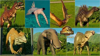 ALL 23 NEW DINOSAUR SPECIES, REPTILES AND PREHISTORIC ANIMALS INTRO | JWE2 MODS