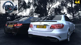 SUNSET & NIGHT CONVOY - Mercedes-Benz E 63 AMG & BMW M5 | Forza Horizon 5 | Logitech G29 Gameplay