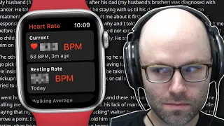 Northernlion checks his heart rate during React Court