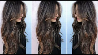 Easy Long Layered Haircut for women | How to Cut Bangs with Layers