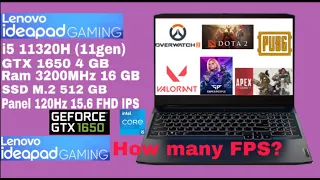 LENOVO Ideapad Gaming 3 15IHU6 i5 11320H |GTX 1650 4GB |Ram 16GB|120Hz|GameTest How many FPS?